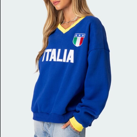 Edikted Italia Sweatshirt Blue - Women's sz M - Picture 1 of 10